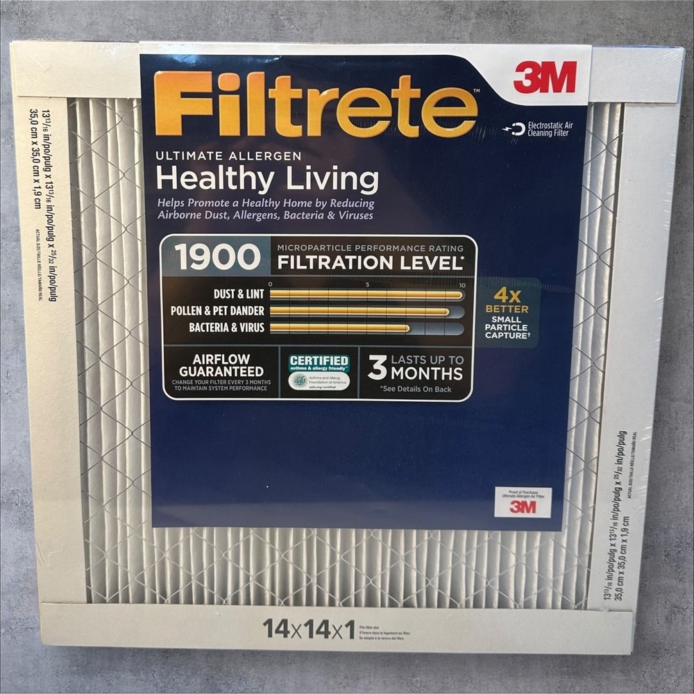 3M Filtrete Ultimate Allergen Reduction Filter 1900 MPR - 2 Pack - New‎